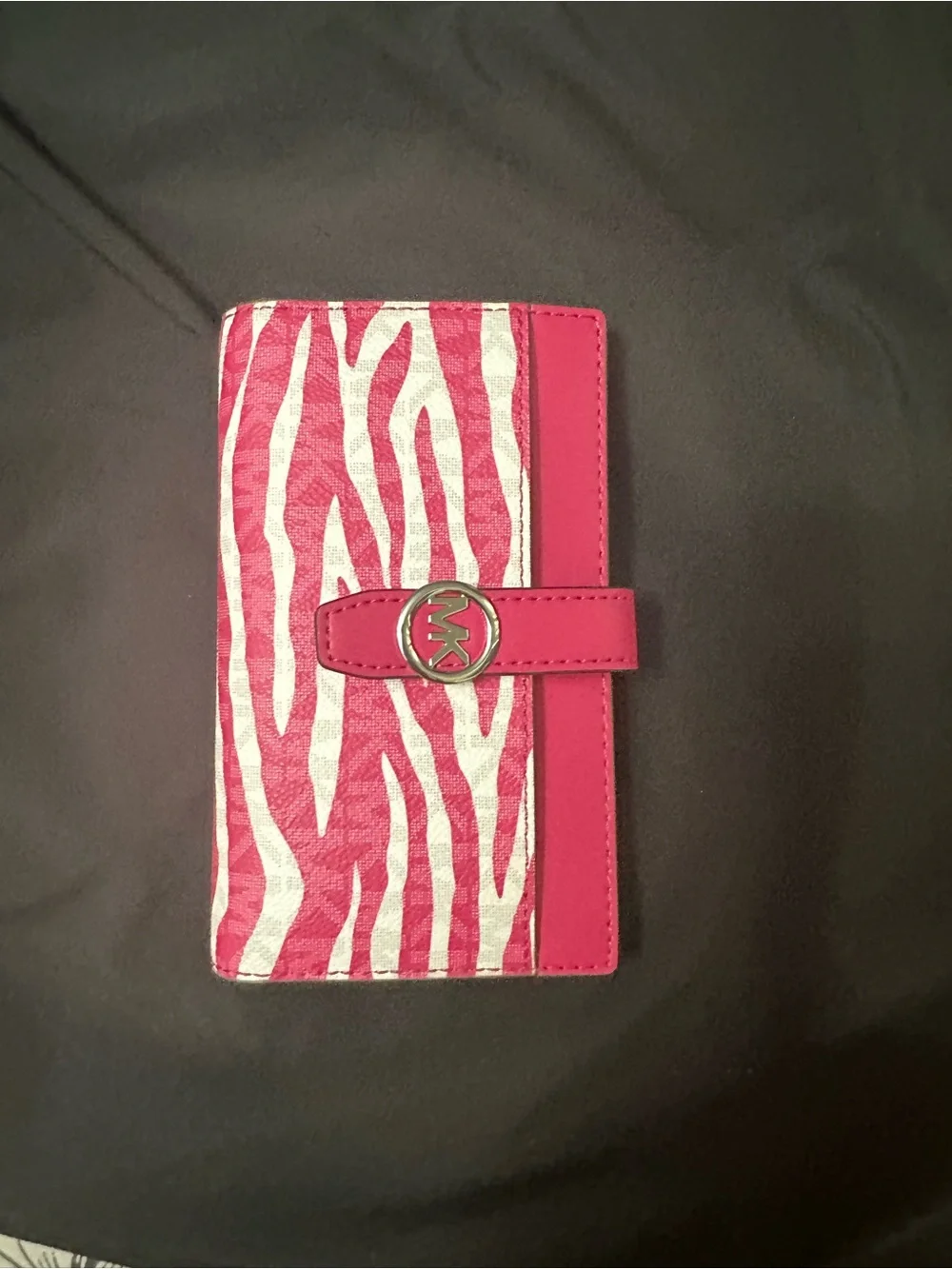 Michael Kors Hot Pink and White Zebra-Print Phone Wallet